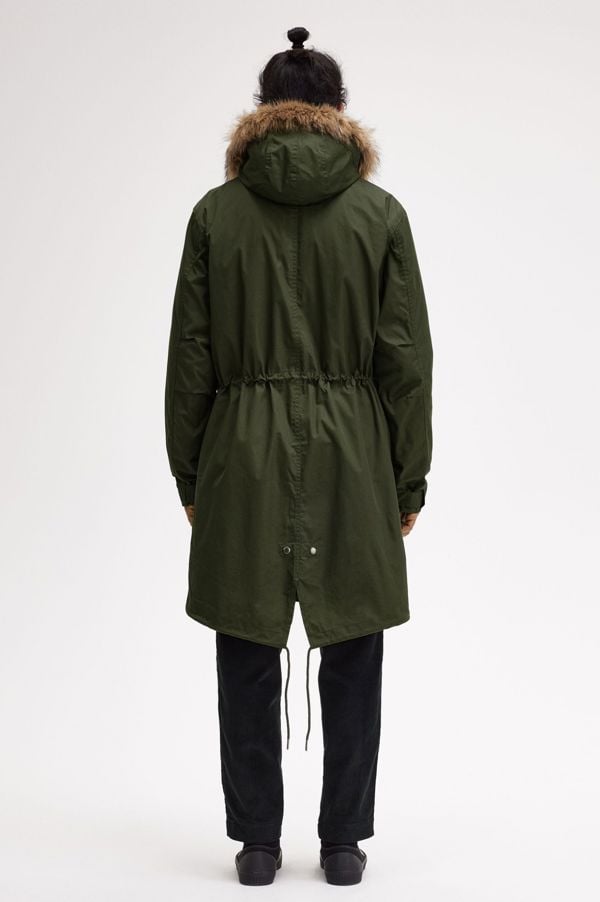 Fred Perry Hooded Parka Jacket - Green