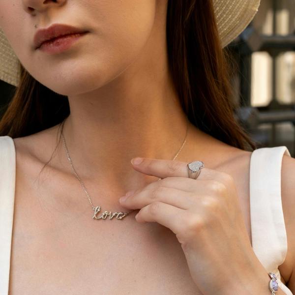 Spero London Sterling Silver Pave Heart Signet Ring