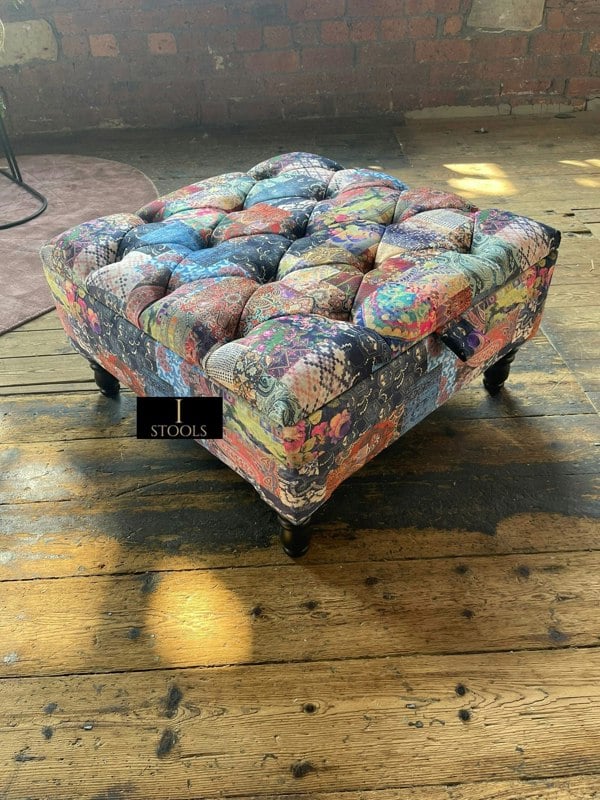 ISTOOLS Premium Handmade Damask Multicolour Storage Ottoman Bench – UK Storage Seat & Coffee Table