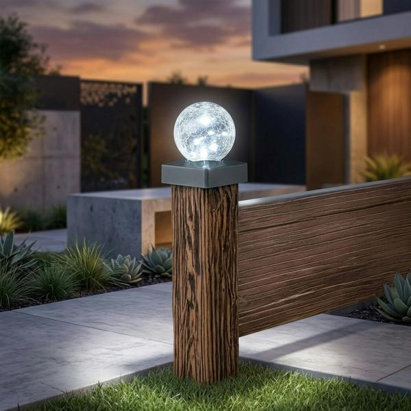 Garden Greatness 4 Pack Solar Crackle Ball Post Lights