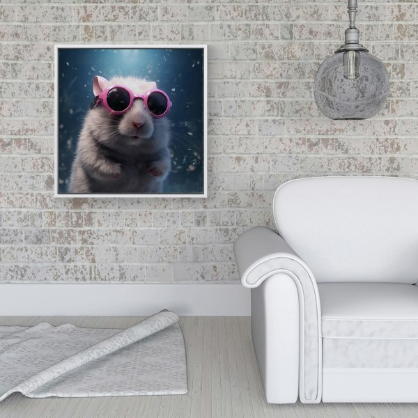 Warren Reed Splash Art DoorMouse with Pink Glasses Framed Canvas