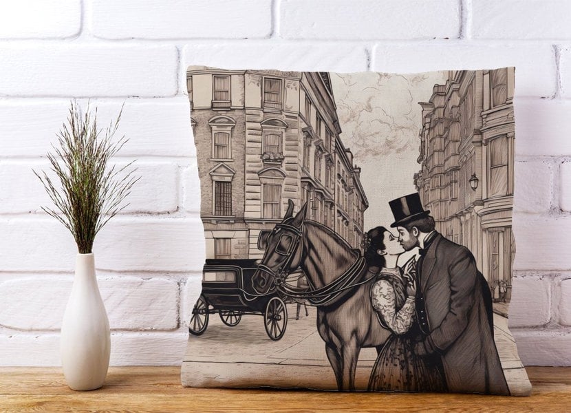 Warren Reed Victorian Lovers On A London Street Cushions