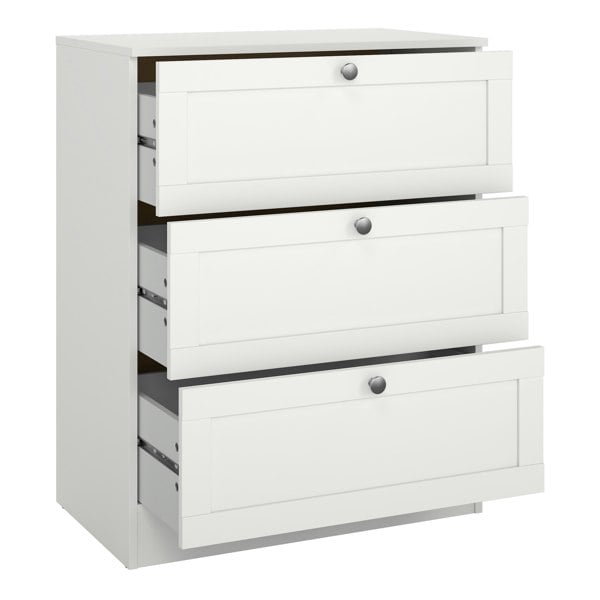 Furniture To Go Brande Chest with 3 Frame Drawers in White