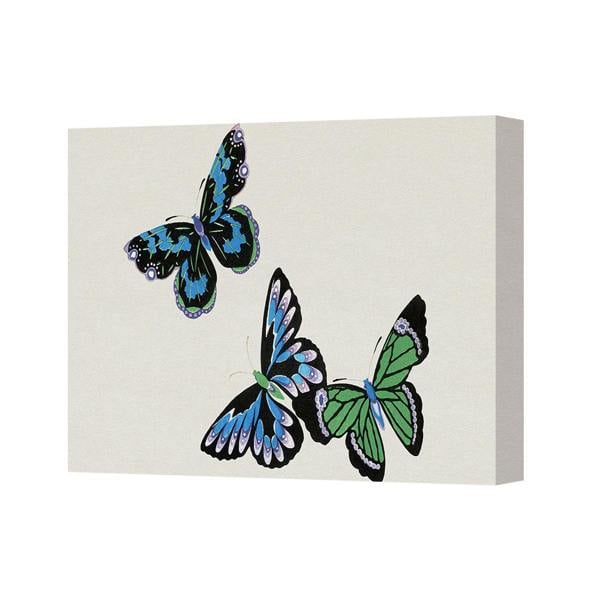 Benjamin Tate Design Canvas Wall Art Butterflies Print With Blue Green Wings