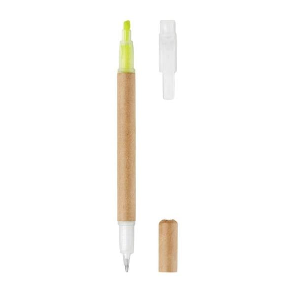 MidOcean Duo Paper 2 in 1 Recycled Carton Highlighter Pen - Yellow - 