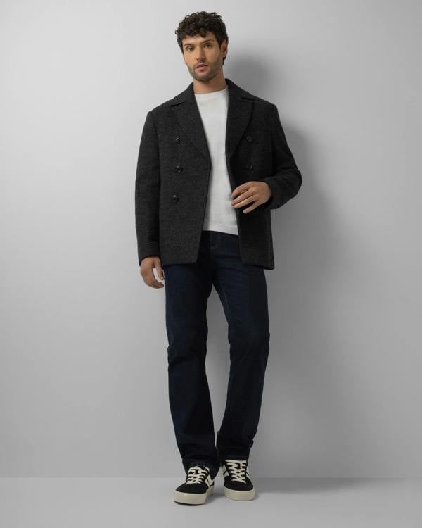 Steel & Jelly Camberwell - Black Wool Mix Double-Breasted Peacoat