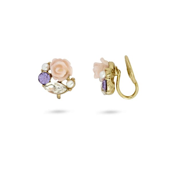 Gold Trip Tiny Rose Clip On Earrings