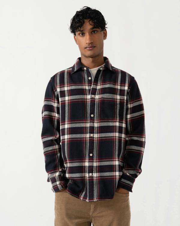 GANT Mens Regular Fit Flannel Check Shirt - 433 Evening Blue