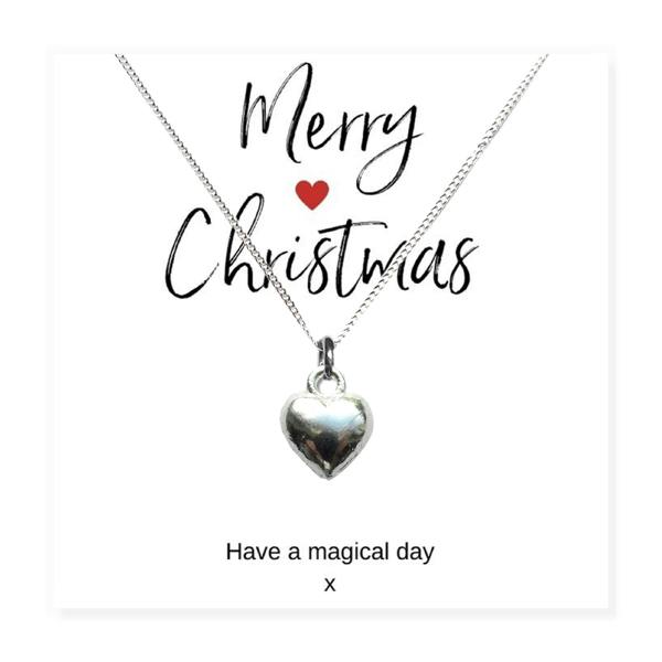 Aye Do Gifts Merry Christmas Gift Box, Silver Heart Necklace & Chocolate Treats