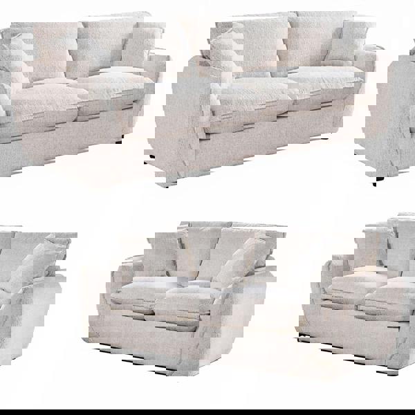 Furnishings For Less Berti Beige or Grey Fabric Sofa Suite