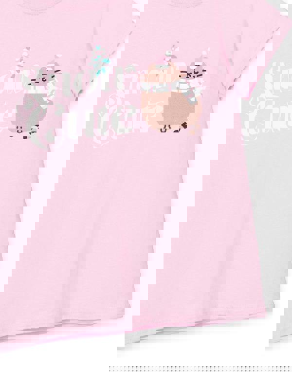 Pusheen Girls Pink Snow Cute Short Sleeved T-Shirt