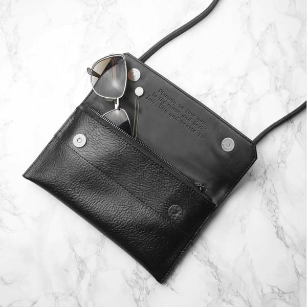 Personalised Black Leather Clutch Bag - main product image