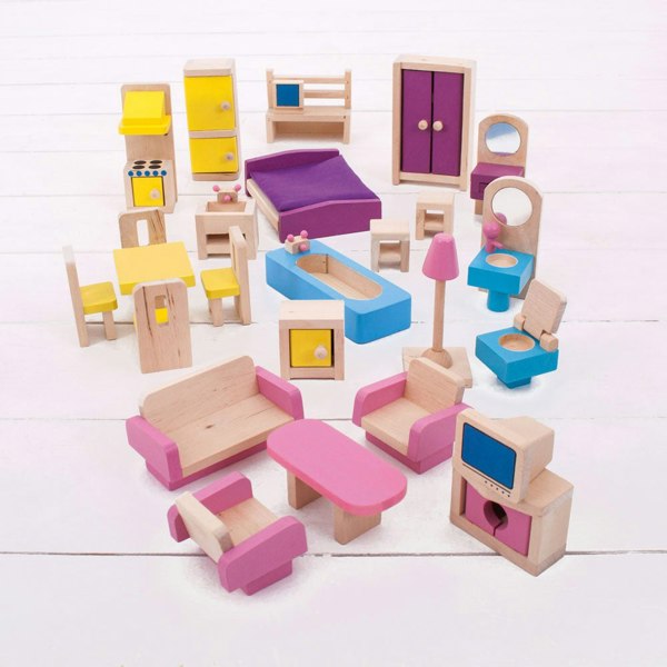 Bigjigs Toys Wooden Dolls Furniture Set - Suitable For Rose & Blossom Cottages