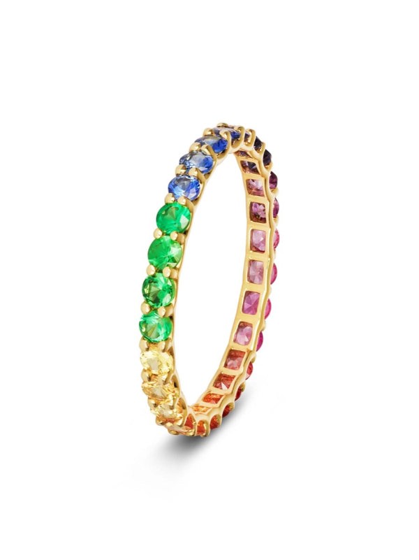 Gemdaia Rainbow Sapphire Eternity Ring - Skinny Gradient