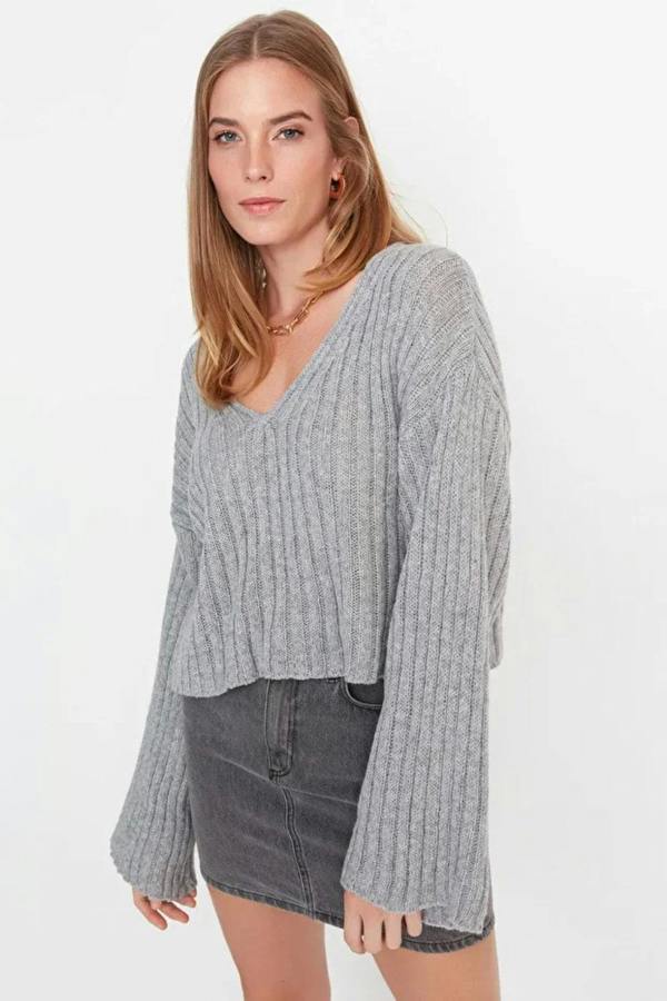 Hoxton Gal Mercerized Look Wool Blend Oversized Basic Knit Sweater