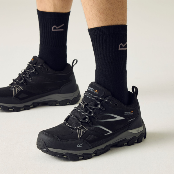 Regatta Mens Holcombe 3 Low Walking Boots - Black/Granite