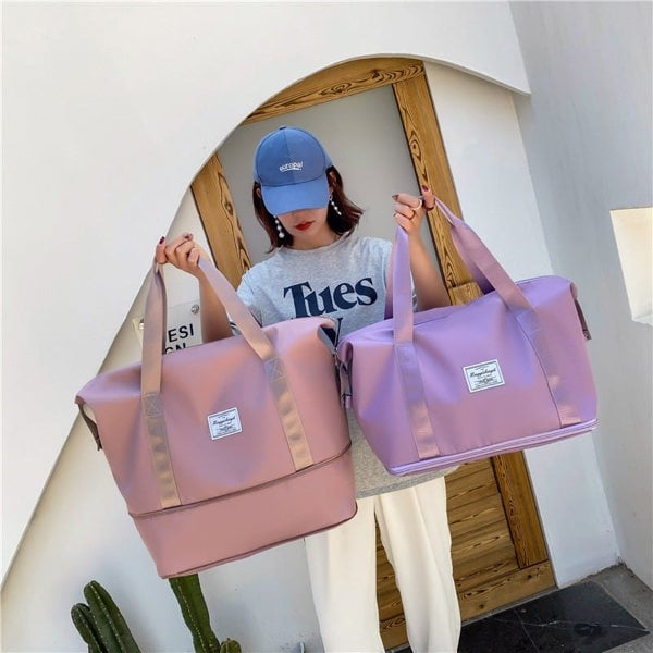 Anymom Mommy Baby Changing Bag Pink Waterproof Handbag Expandable Size With Zipper