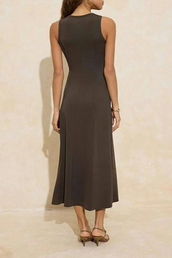 WOVCOR A-Line Sleeveless Maxi Dress with Stitching Detail