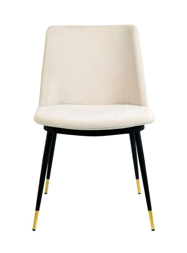 Furniture Edit Evora Cream Velvet Chair Gold Legs Set of 2