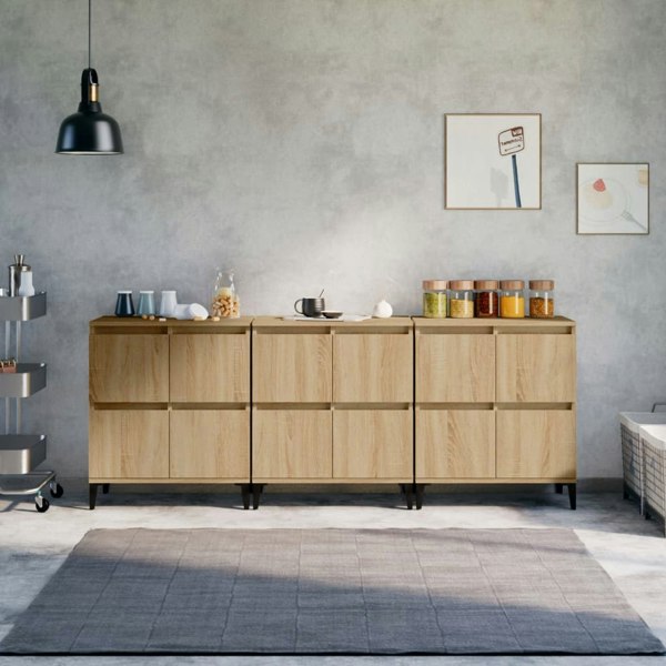 Berkfield Sideboards 3 pcs Sonoma Oak 60x35x70 cm Engineered Wood