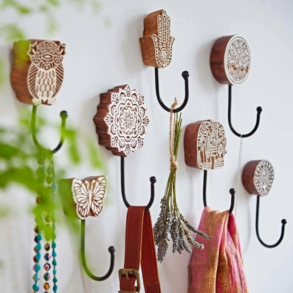 Paper High Carved Wooden Wall Hook