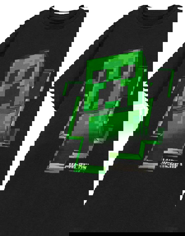 Minecraft Boys Black Creeper Inside Short Sleeved T-Shirt