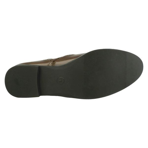 Spot On Ladies Spot On Brogue Style Slip On Shoes