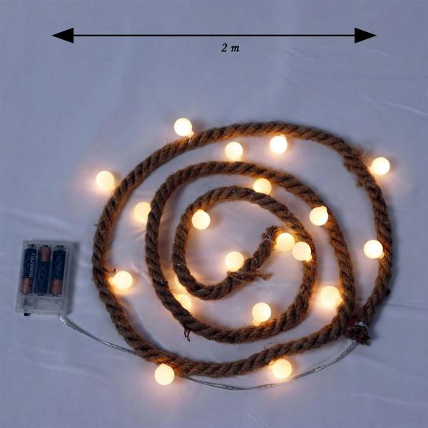 1.8cm Rustic Hemp Rope Warm White LED Silhouette Light, Battery Operated Decorative Accent image 7
