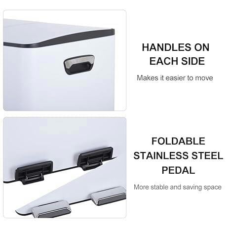 HYGRAD BUILT TO SURVIVE HYGRAD 3 Compartment Recycling Bin 45L Dual Compartments Kitchen Pedal Dust Bin Waste Bin Separation System 3x15L
