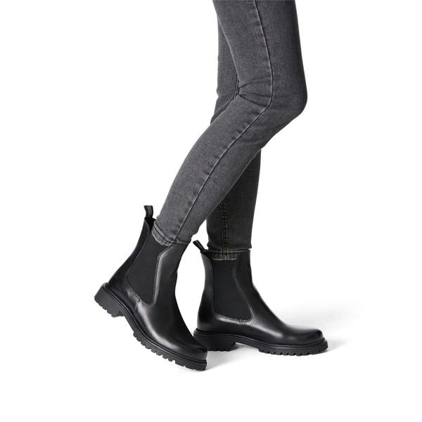 Tamaris Womens Black Leather Classic High Chelsea Ankle Boots