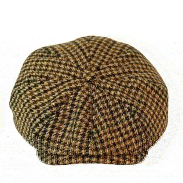 Gamble & Gunn Vinnie Dog Tooth Check Wool Button Top Cap