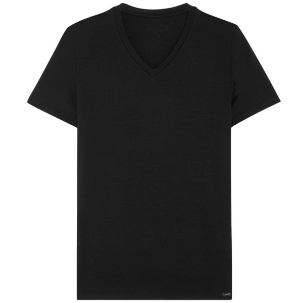 Hom Tencel Soft V-Neck T-Shirt, Black