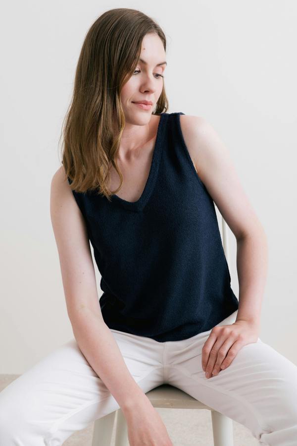 Ginnie Knit V-Neck Vest Navy