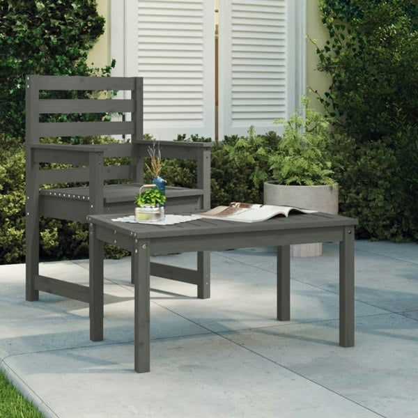 Berkfield Garden Table Grey 82.5x50.5x45 cm Solid Wood Pine