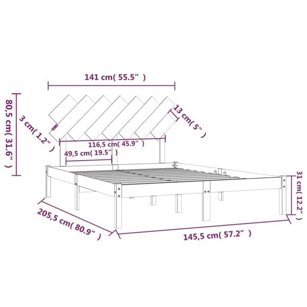 Berkfield Bed Frame White 140x200 cm Solid Wood