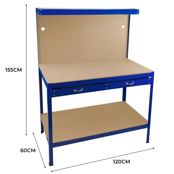 Monster Racking Workbench with Pegboard, Drawer & Light – Blue