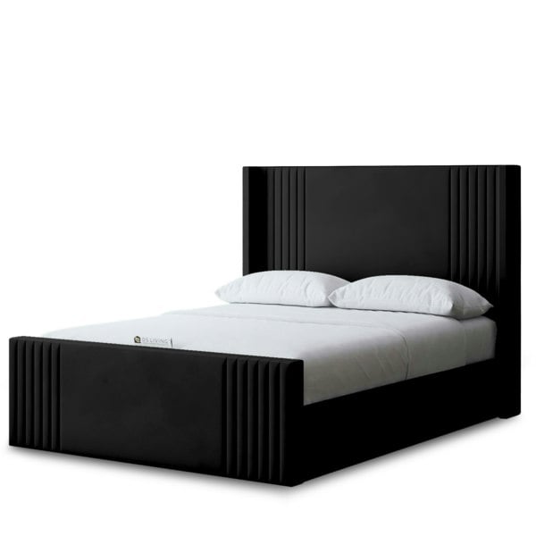 DS Living Elara Divan Bed with Winged Panel Headboard - Black - Double / 4ft6