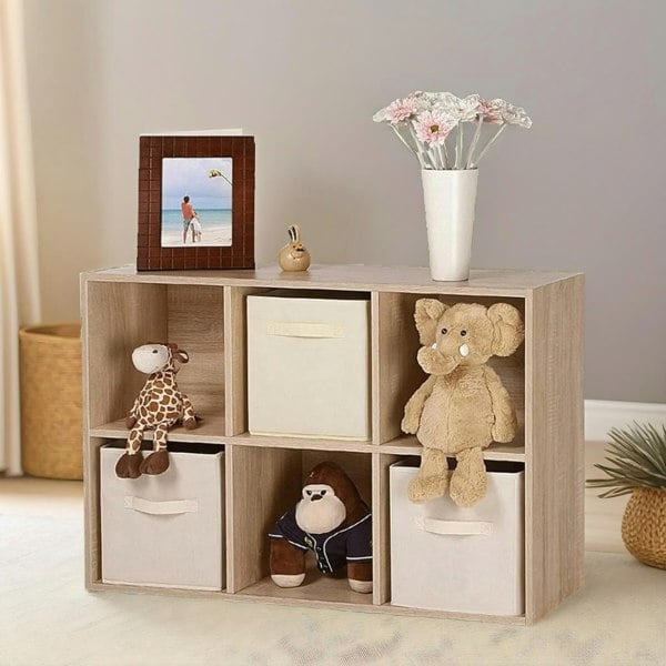 Rafaelo Mobilia 6 Cube Storage Unit Bookcase Oak