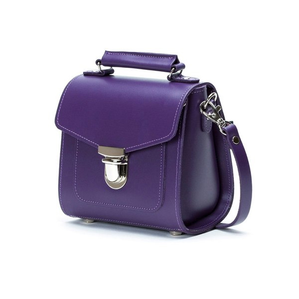 Zatchels Handmade Leather Sugarcube Handbag - Purple