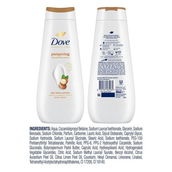 Dove Advanced Care Pampering Body Wash 24H Renewing Micromoisture, 3x400ml