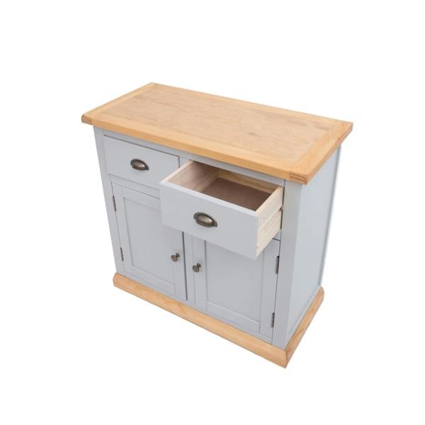 Cabinet Bits Bomporto Light Grey 2 Drawer 2 Door Sideboard Brass Cup Handle