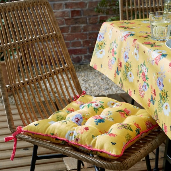 RHS Exotic Garden Shower Proof Outdoor Cotton Dining Seat Pad Cushion
