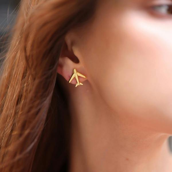 Spero London Airplane Sterling Silver Stud Earring