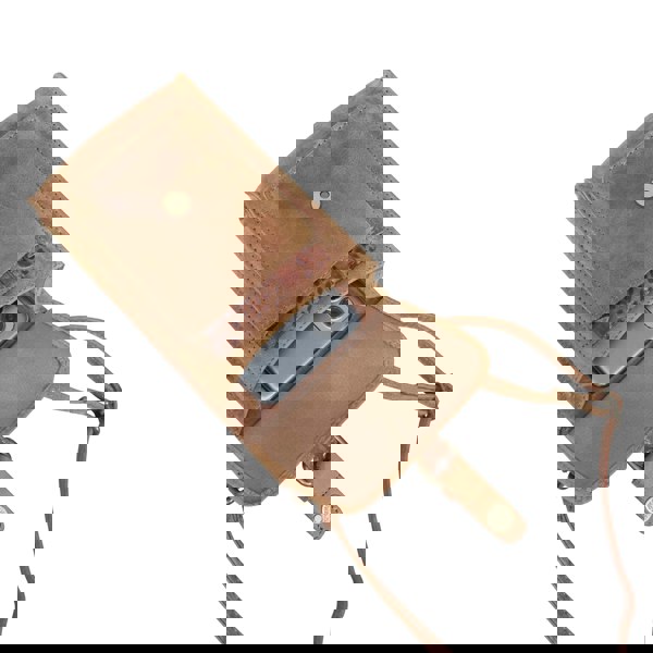 Real Hide Bags 'MYLA' Tan Distressed Real Leather Mobile Phone Crossbody Bag