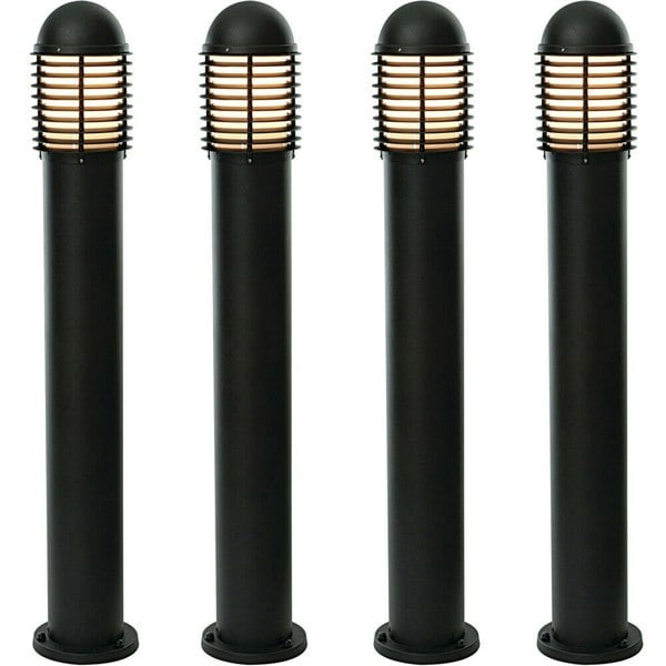 4 PACK Outdoor IP44 Bollard Light Matt Black 1000mm Lamp Post Garden Driveway Loops
