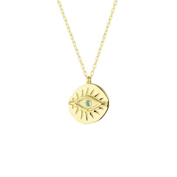 Spero London Eye Coin Sterling Silver Evil Eye Necklace