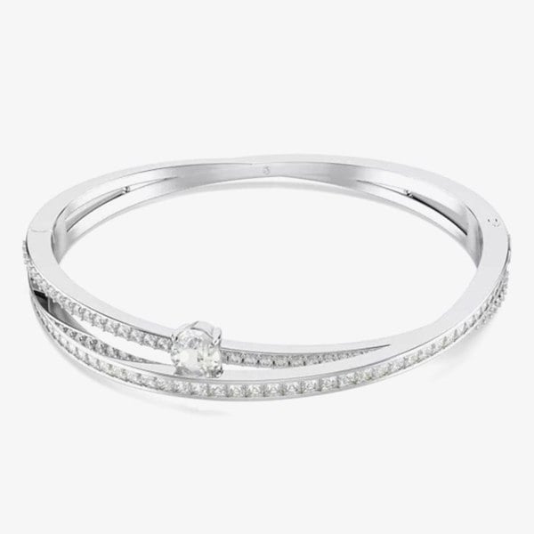 Swarovski Hyperbola Rhodium Plated Crossover Bangle 569122