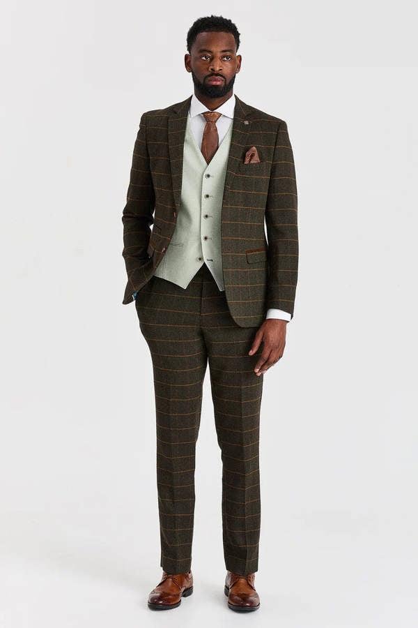 Paul Andrew Harris Green Check Tweed Suit with Belmont Sage Waistcoat