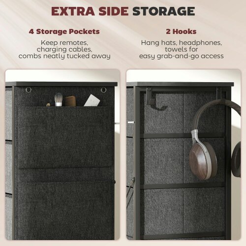 Wyld Haus Babara Fabric And Metal Charcoal Grey 10 Drawer Storage Chest