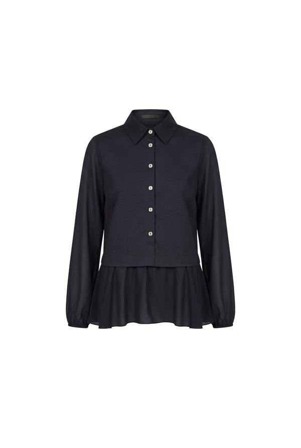 James Lakeland Navy Contrast Hem Blouse